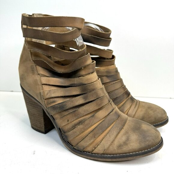 Free People Hybrid Heel Booties Women’s Size 10 EU 41 Tan Leather Ankle Boots - Picture 1 of 11